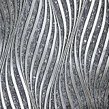 Cathpetic 3D Wave Stripes Glitter Wallpaper Black Silver 9.5×0.53m,Embossed Roll for Living Room Bedroom Kitchen Front Room,Non Woven Fabric Wallpaper Luxury Modern Abstract