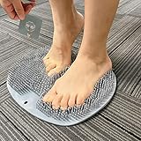 SZZYXD Shower Foot Scrubber Mat Back Washer Exfoliating Bath Wash Pad Wall Mounted Slip Resistant Suction Cups Foot Cleaner for Men and Women (Grey)