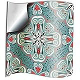 72 Turkish Mint Self Adhesive Mosaic Wall Tile Stickers Covers for 6 x 6 inch 15 x 15cm Tiles Moroccan Portuguese Victorian Retro Traditional Style Stick On Wall Peel n Stick Tile Decals