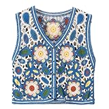 Lovely Women Summer Waistcoats Sleeveless Button Down Crochet Ins Floral Knit Cardigan Tops Ins Korean Female Outerwear floral casual sleeveless tops for women trendy cotton summer v neck button