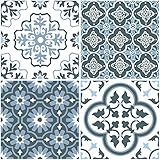 WallPops FP2951 Leyton Peel & Stick Floor Tiles, Blue, 12 x 12 inches