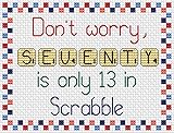 Scrabble Birthday Anniversary Card Cross Stitch Kit with Threads, Fabric, Needle and Instructions HANDMADE (70 Seventy)