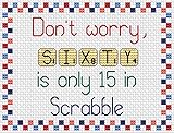 Scrabble Birthday Anniversary Card Cross Stitch Kit with Threads, Fabric, Needle and Instructions HANDMADE (60 Sixty)