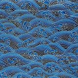 The Fabric Guys Quilting Cotton Per Metre Japanese Style Fabric 60" Wide Gold Foil Beautiful Prints Sewing Craft Artwork Handwork (Ombre Waves Royal/Navy)