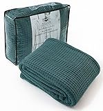 HILLFAIR 100% Cotton Blanket for Bed, Soft Lightweight & Breathable Summer Oversize Cotton Blankets, Premium Cozy Throw Layers for Bed, Couch and Sofa: Wedgewood (120"x120")