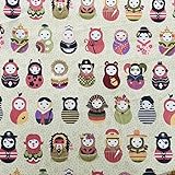 Russian Dolls & Pin Spots Cotton Poplin Fabric, Ivory/Cream