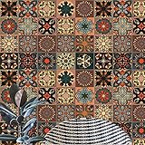 20pcs Moroccan Style Tile Stickers, Brown Kitchen Bathroom Wall Tile Stickers Peel and Stick on Tile Transfers Covers Decals Self Adhesive Vinyl Waterproof Vintage Mosaic Art (15cm x 15cm, 6x6 inches)