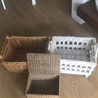 white wicker storage baskets lids for sale