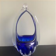 murano glass basket blue for sale