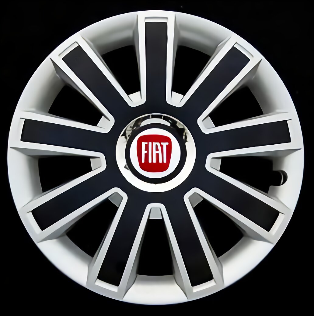 Punto Full set silver/black 14" wheel trims hubcaps to fit FIAT 500 