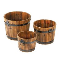 wooden barrel planter for sale