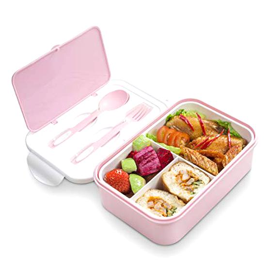 Ecological bento Box Made of Wheat Straw Aoligei Lunch Box 3-Layer Lunch Box 900 ml bento Box with Fork and Spoon bento Box for Adults and Children Green