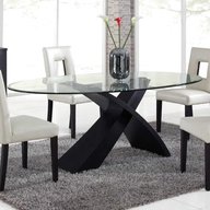 oval glass dining table chairs for sale