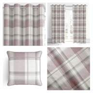 pink check curtains for sale