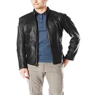 mens black leather jacket boss for sale