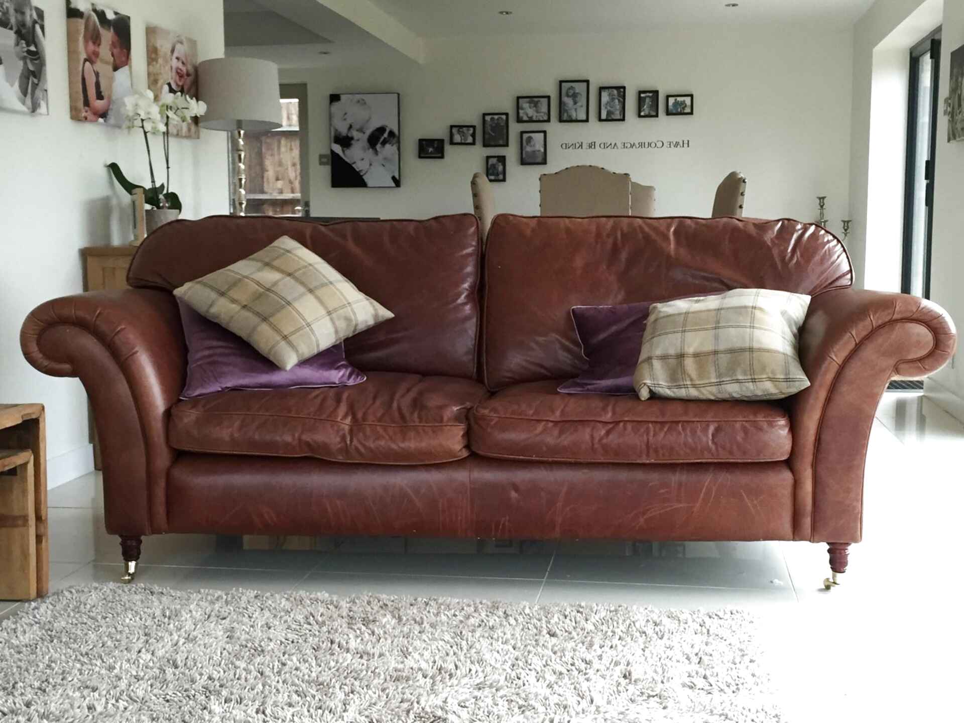 laura ashley brown leather sofa second hand