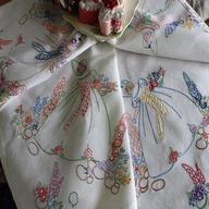 crinoline lady embroidered tablecloth for sale