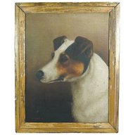 antique dog oil painting for sale