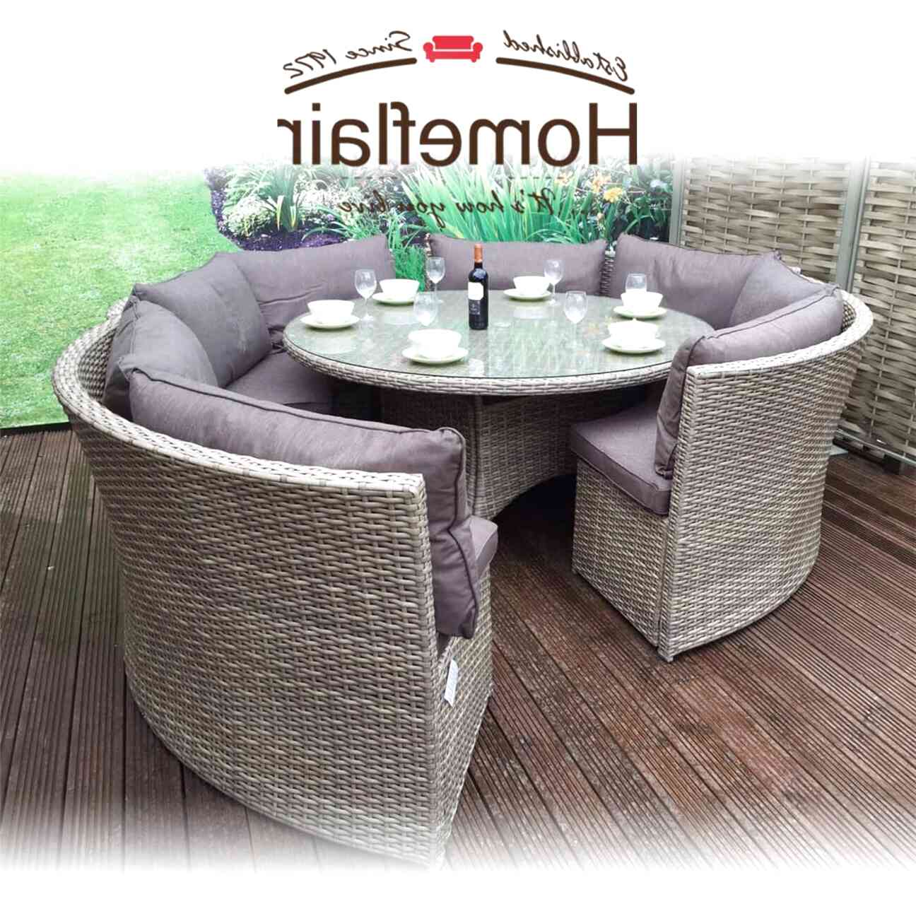 Rattan Round Garden Dining Furniture Set For Sale In Uk