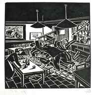 signed woodcut for sale
