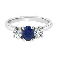 sapphire diamond trilogy ring for sale