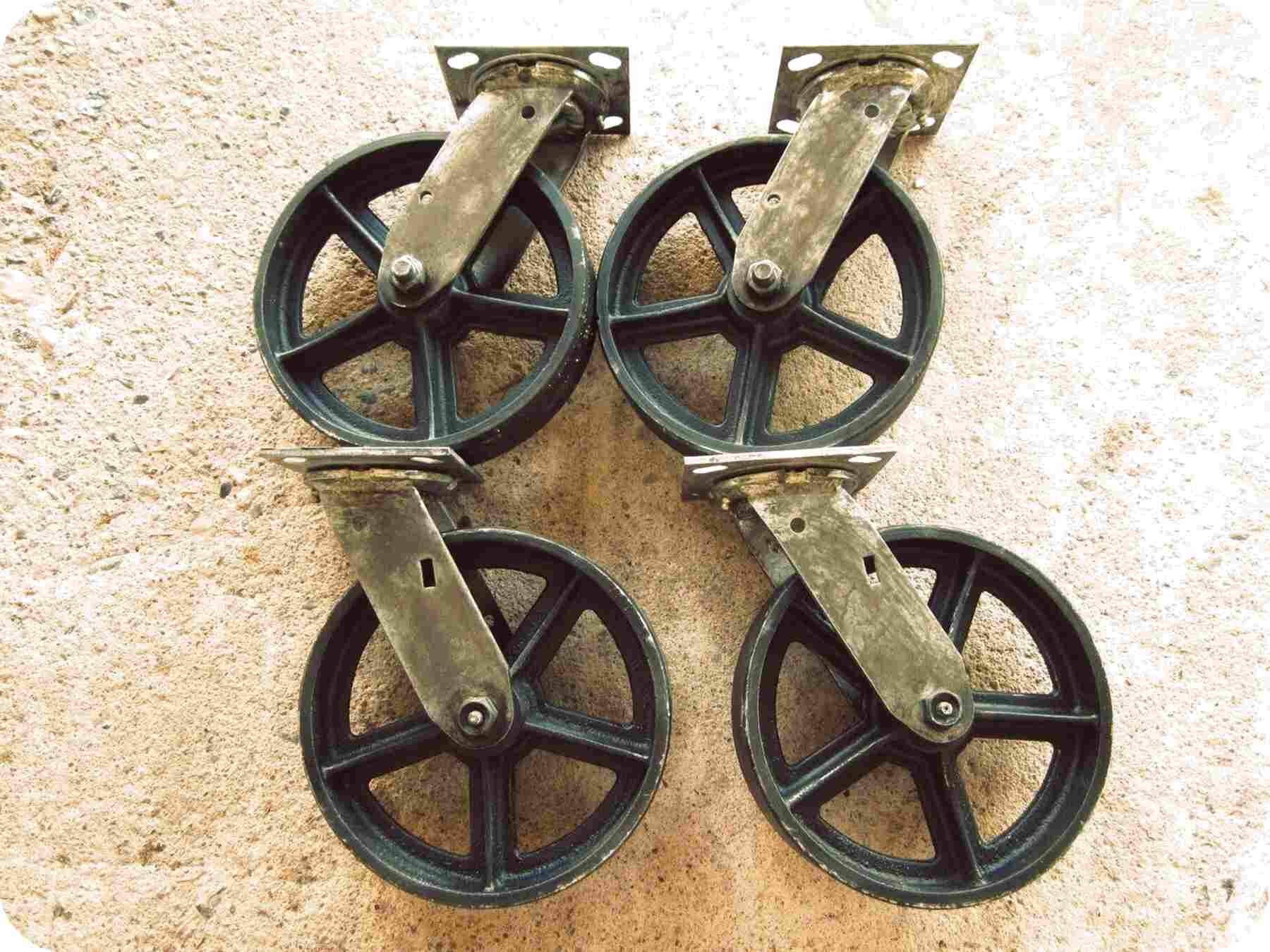 Single Large Vintage Brass /& Ceramic Castor Wheel in the Victorian Style