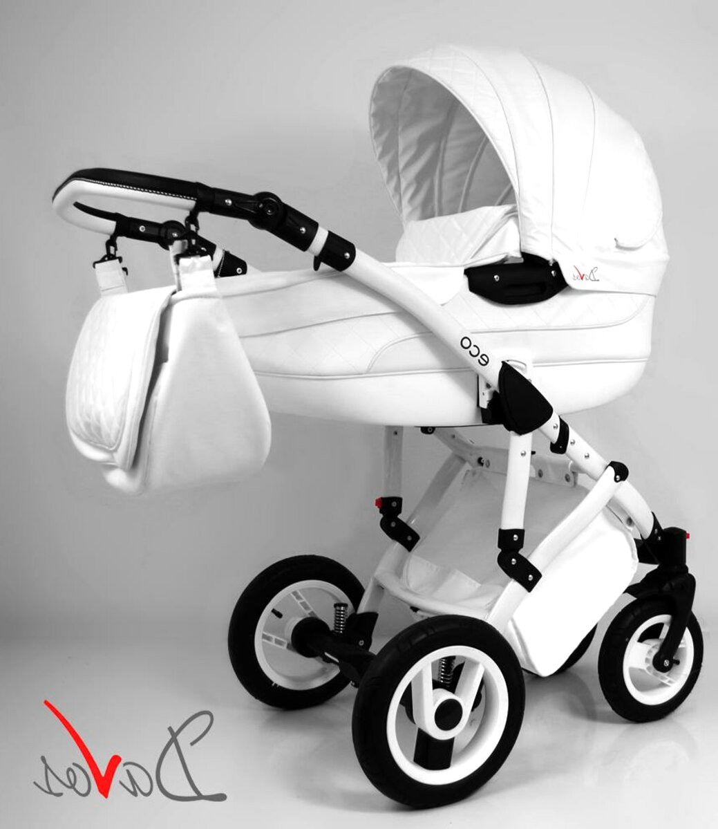 white leather pram with crystals
