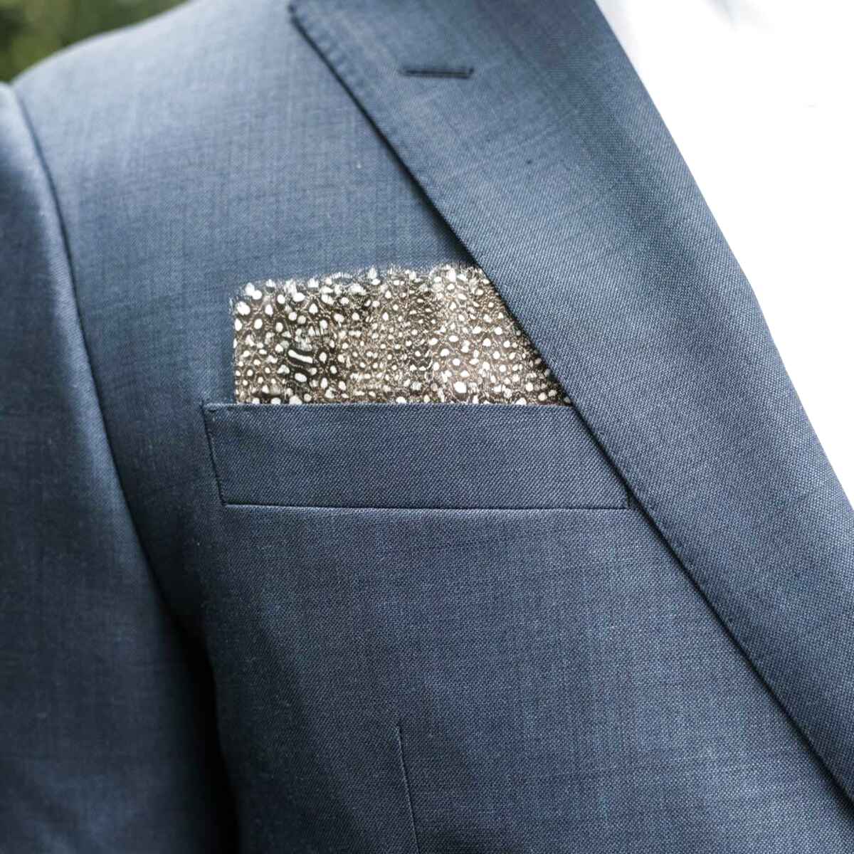 S/&W SHLAX/&WING Pocket Square for Men White Dots Blue for Suit Large 12.6