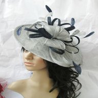 navy and silver fascinator for sale
