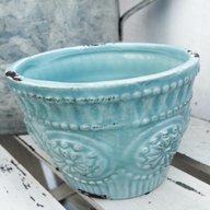 blue glazed planter for sale