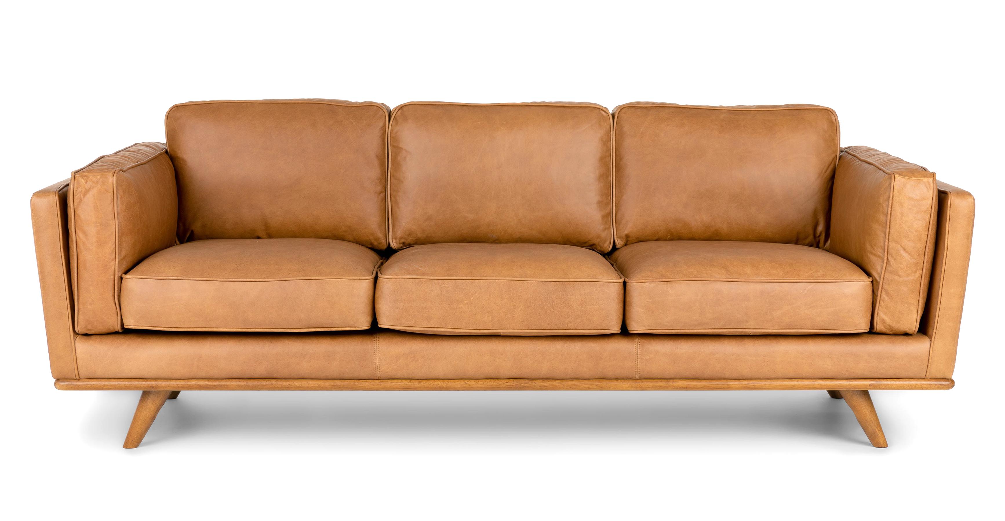 tan leather minimal sofa