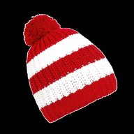 red white striped bobble hat for sale