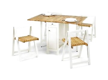 UK /& Ireland Solid Rubberwood. Natural Lacquer Butterfly Dining Set with 4 Chairs Home Greenheart Furniture