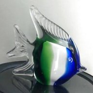 glass fish blue paperweight for sale