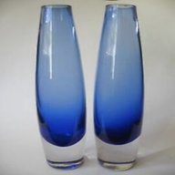 swedish art glass blue for sale