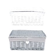 white wicker storage baskets lids for sale