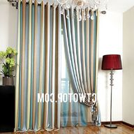 teal brown stripe curtains for sale
